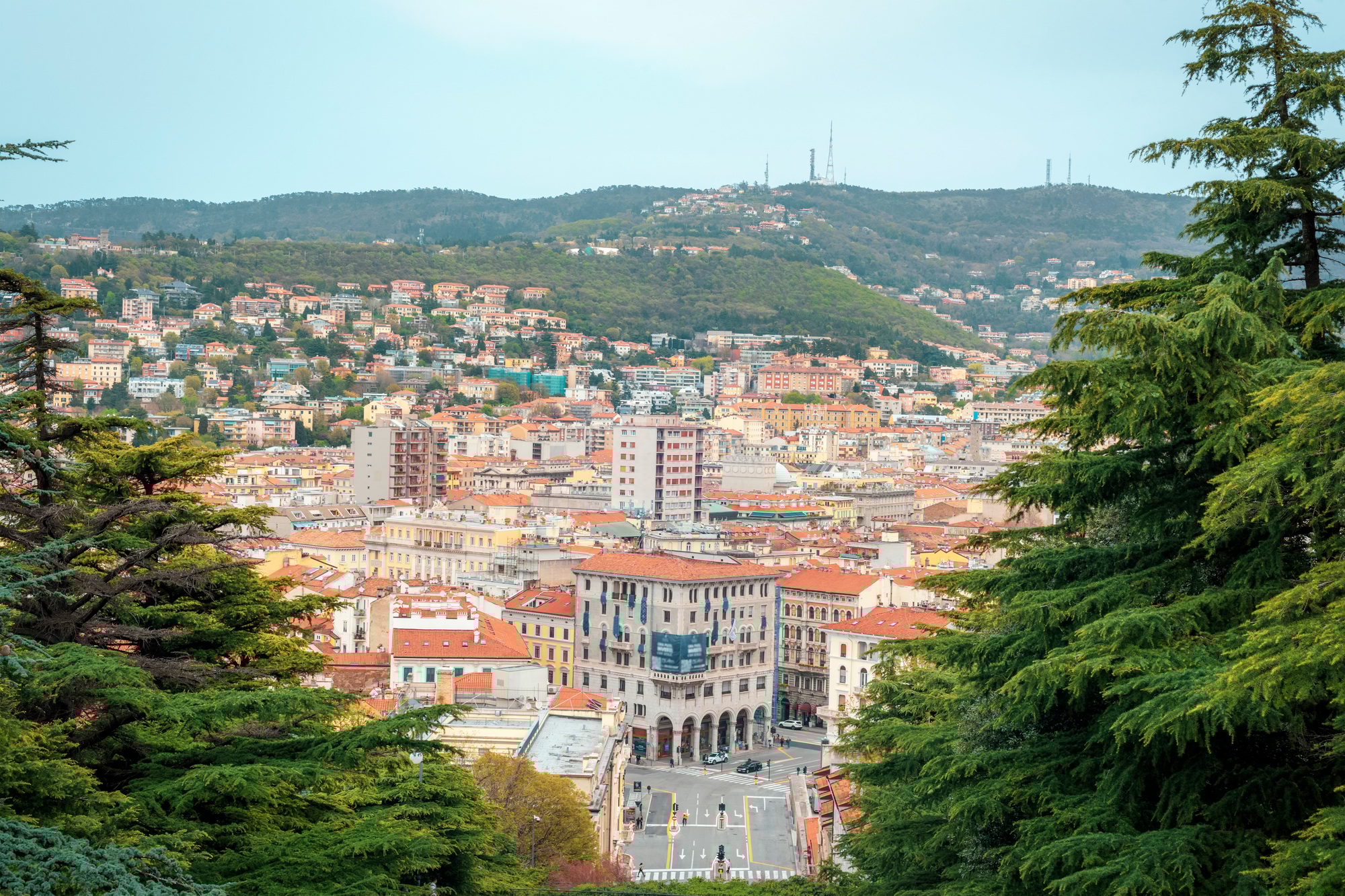 View from the hill on beautiful city of Trieste, Italy
